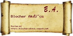 Blocher Akács névjegykártya